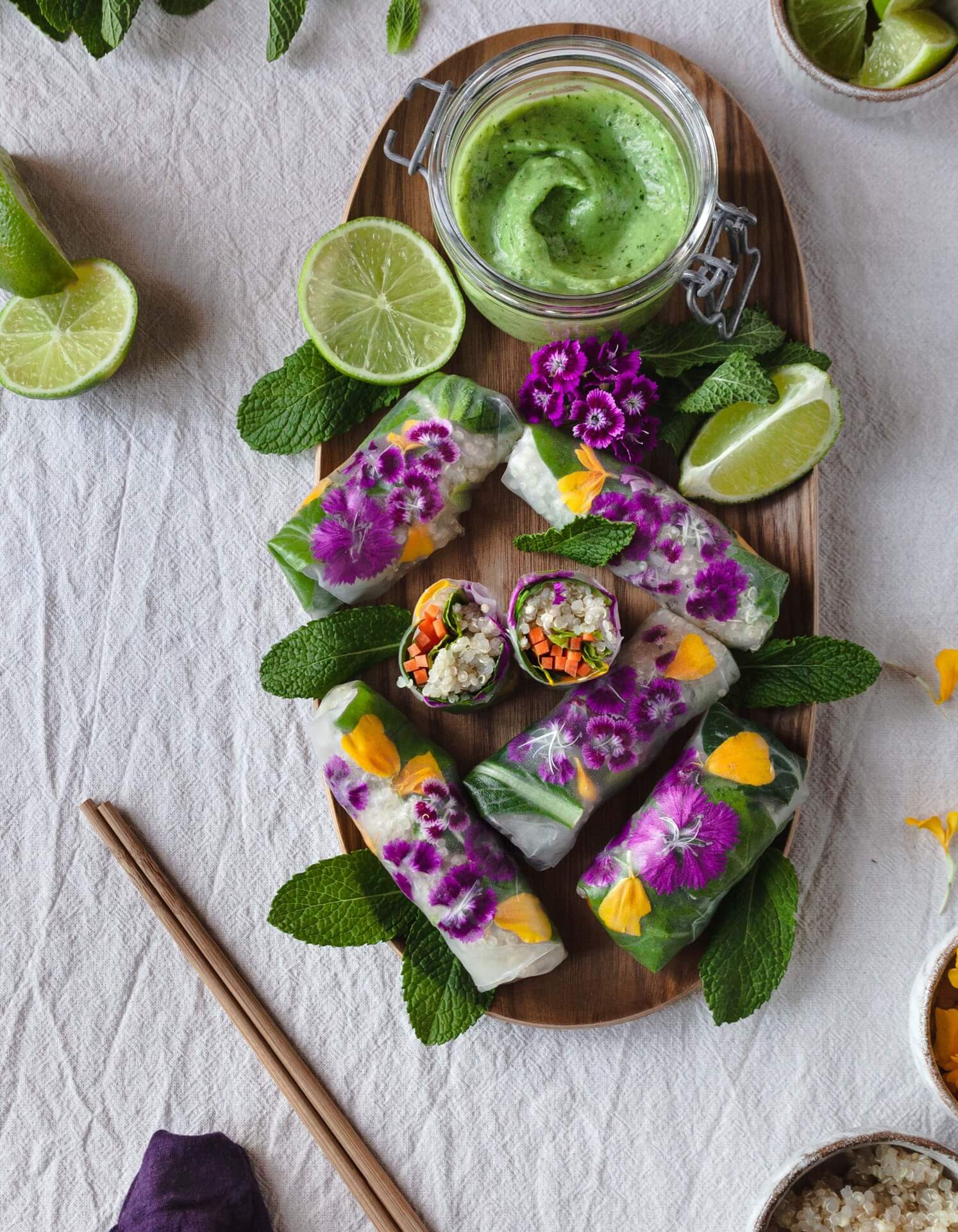 Edible Flower Summer Rolls - Frolic and Fare