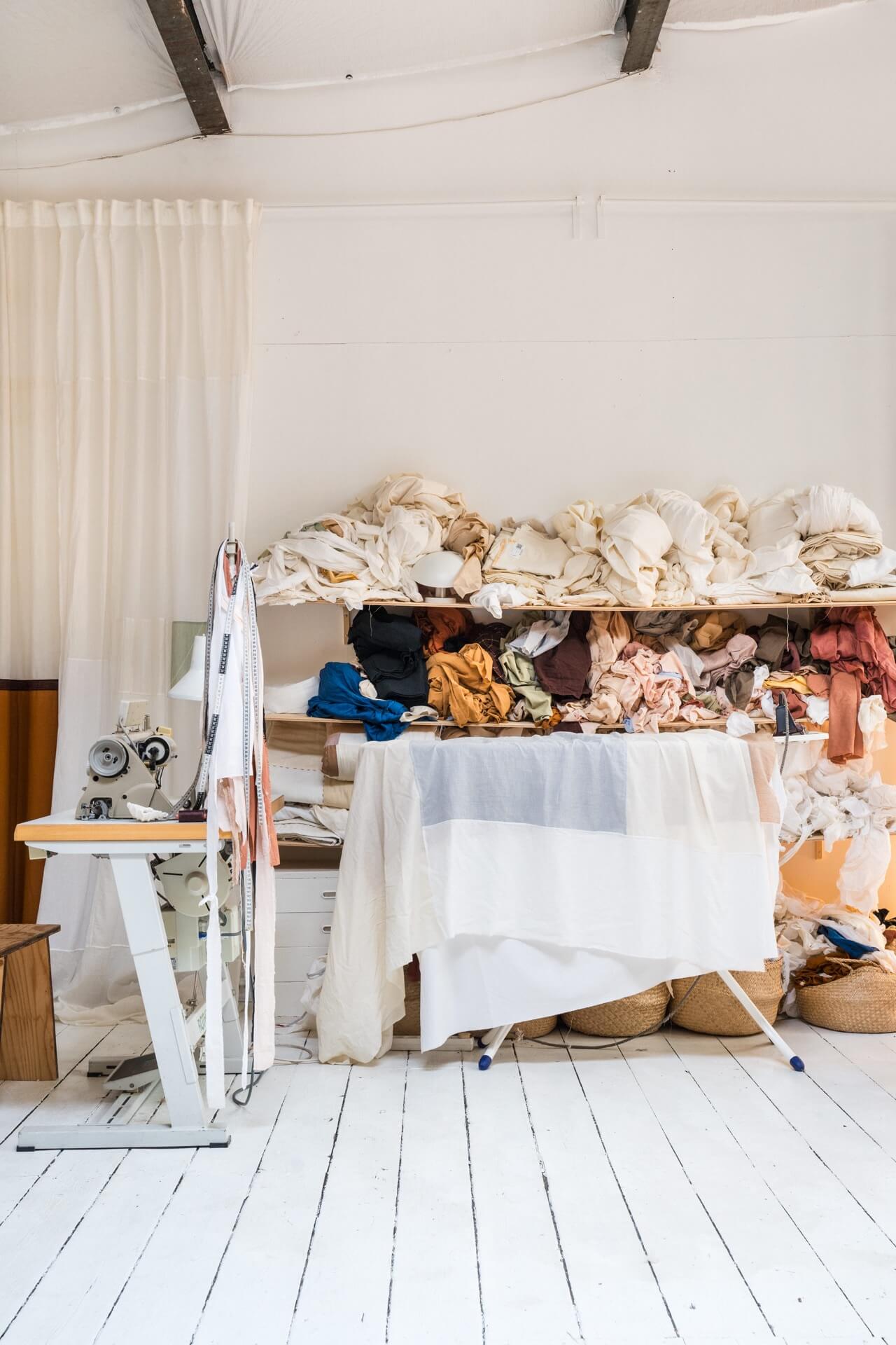 Studio space of textiles designer Freja Lowe, in Copenhagen