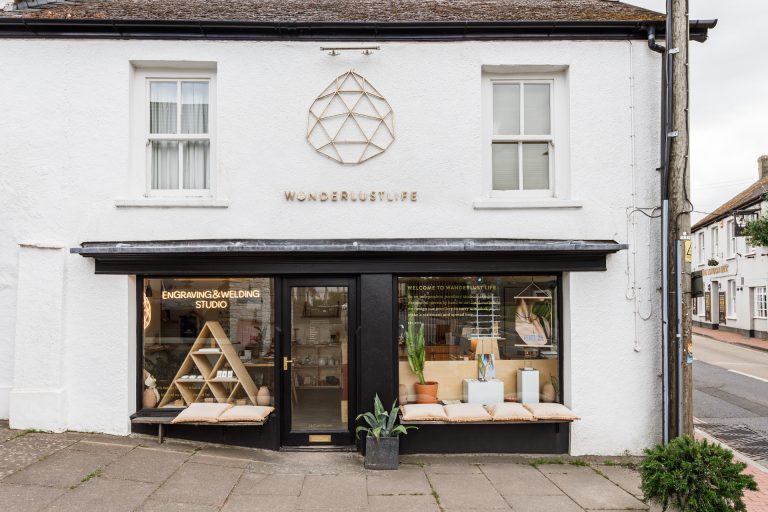 Exterior of independent jewellery shop Wanderlust Life in Braunton, Devon