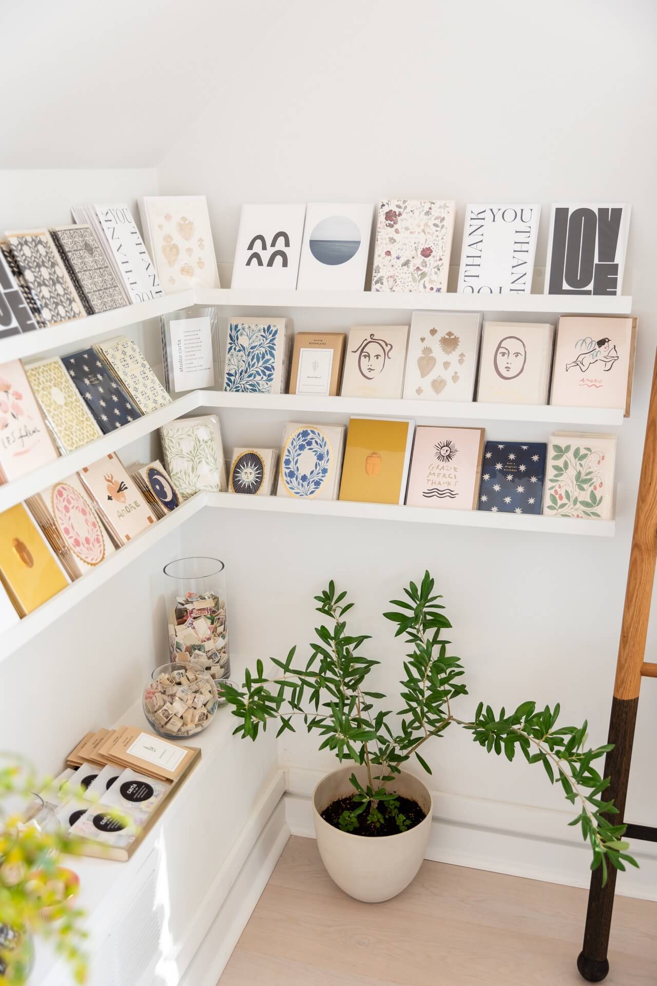 Inside Studio Carta Massachusetts - filled with cards, ribbons and paper goods