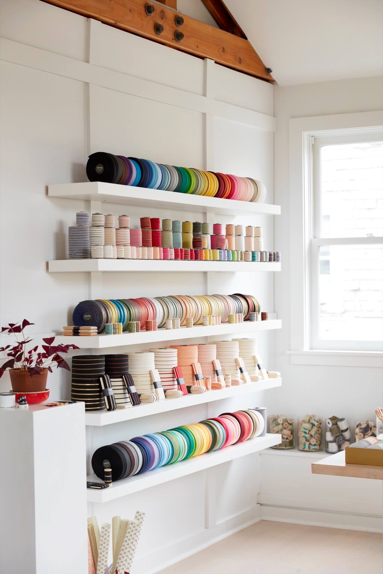 Inside Studio Carta Massachusetts - filled with Studio Carta ribbons and paper goods